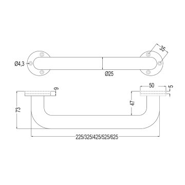 Mereo Madlo rovné, bílé, 60 cm