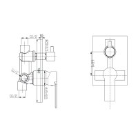 Mereo Sprchová podomítková baterie s přepínačem, Dita, Mbox, hranatý kryt, chrom