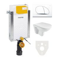 Mereo WC set - Rimless WC, modul pro zazdění, bílé oválné tlačítko