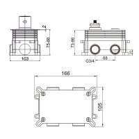 Mereo Termostatická podomítková tlačítková baterie - 2-cestná - bez krytu