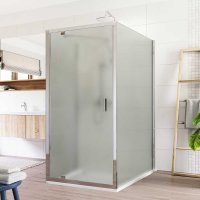 Mereo Sprchový kout Lima, obdél.,polopivot. dvře, 2xboční stěna, chrom ALU, sklo Point 6mm