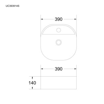 Mereo Umyvadlo na desku bez přepadu, 390x390x140 mm, keramické