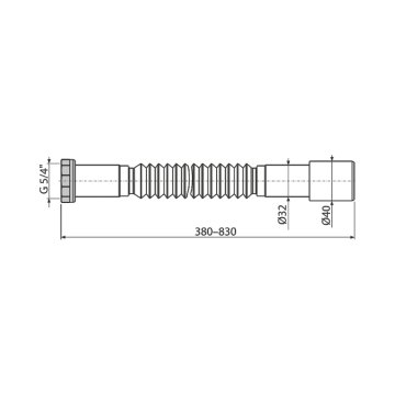 Alcaplast hadice odpadní tvarovatelná flexi 5/4" x ø 40(32) mm, s kovovou maticí