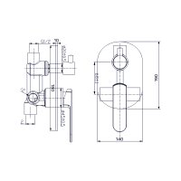 Mereo Sprchová podomítková baterie s přepínačem, Mada, Mbox, oválný kryt, chrom