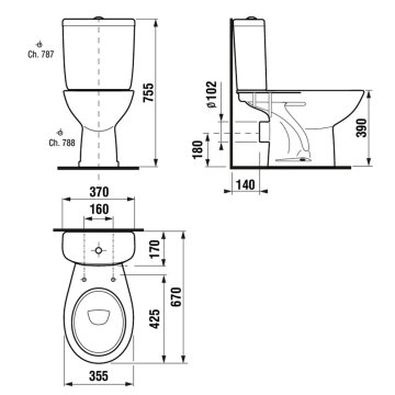 Mereo WC kombi, zadní odpad s armaturou