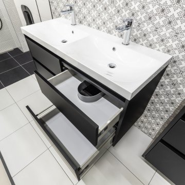 Mereo Mailo, koupelnová skříňka s umyvadlem z litého mramoru 101 cm, chrom madlo