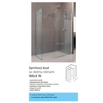 Mereo Sprchová stěna WALK IN, Novea, chrom ALU, sklo Čiré