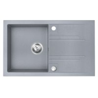 Granitový dřez s přepadem, šedý, DRGM48/78GA