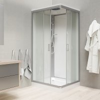 Getmi sprchový box 90x90 cm, čtverec, SMC vanička, sifon, 2x silikon, Ravak cleaner