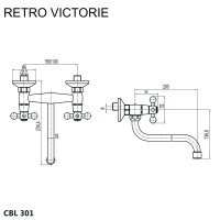 Mereo Dřezová nástěnná baterie, Retro Viktorie,  s ramínkem trubkovým pr. 18 mm - 200 mm