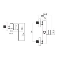 Mereo Sprchová nástěnná baterie, Mada, 150 mm, bez příslušenství, chrom