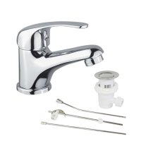 Mereo Umyvadlová stojánková baterie, Lila, s výpustí, chrom