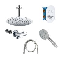 Mereo Sprchová sada s termostatickou podomítkovou tlačítkovou baterií - 2-cestná - oválný kryt