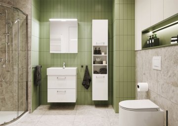 Mereo Leny, koupelnová skříňka vysoká 170 cm, bílá, pravá