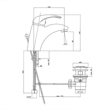Axus umyvadlová stojánková baterie s výpustí, 1112-02