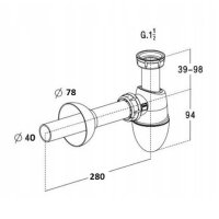 Dřezový sifon Easyphon s vlisovaným těsněním 6/4", ø 40 mm, vč. krycí rozety a odpadní trubky