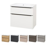 Mereo Mailo, koupelnová skříňka s umyvadlem z litého mramoru 81 cm, černé madlo