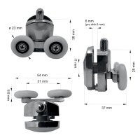 Mereo Sady pojezdů - spodní, pojezdy vyjímatelné pro kouty LIMA CK608xxK, sada 4ks